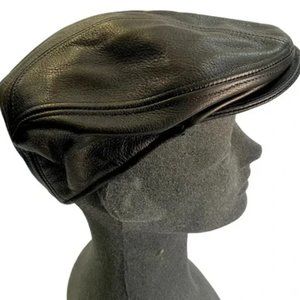 Black cowhide leather Ascot Ivy Driver Cap USA